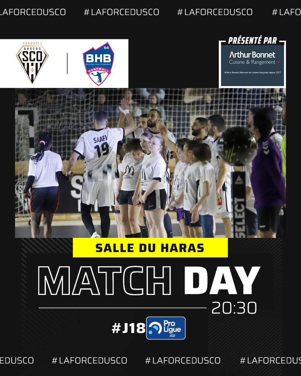 𝗠𝗔𝗧𝗖𝗛 𝗗𝗔𝗬🔥 Ce soir, rendez-vous à 20h30 au Haras pour encourager le SCO🆚Billère ALLEZ LE SCO ⚫️⚪️ Votre place ici ➡️ billetterie.angers-sco.fr/fr/product/308… #SportAngers #angerssco #teamsco #LaForceDuSCO #LaDalleAngevine #Proligue #LNH