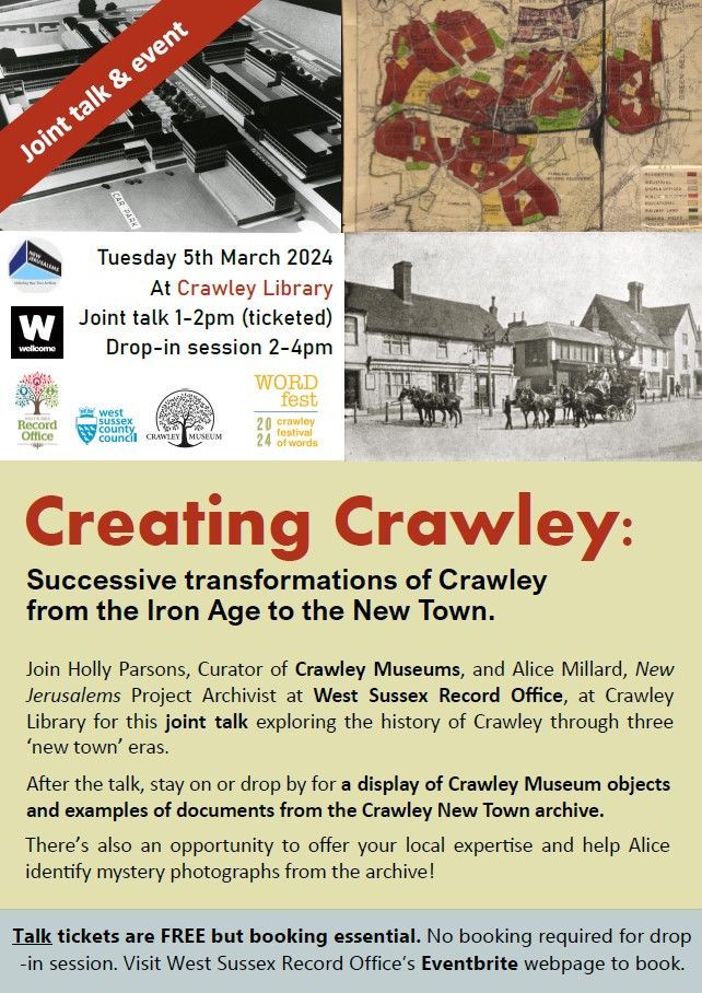 🚨 2 tickets left for our talk with @CrawleyMuseum at Crawley Library! We're exploring the history of #Crawley through its 3 'new town' eras! 🤩 Not attending the talk? Afterwards, pop by to see objects, archival docs and film @ScreenArchive 👀 Tickets - buff.ly/48F9qrV