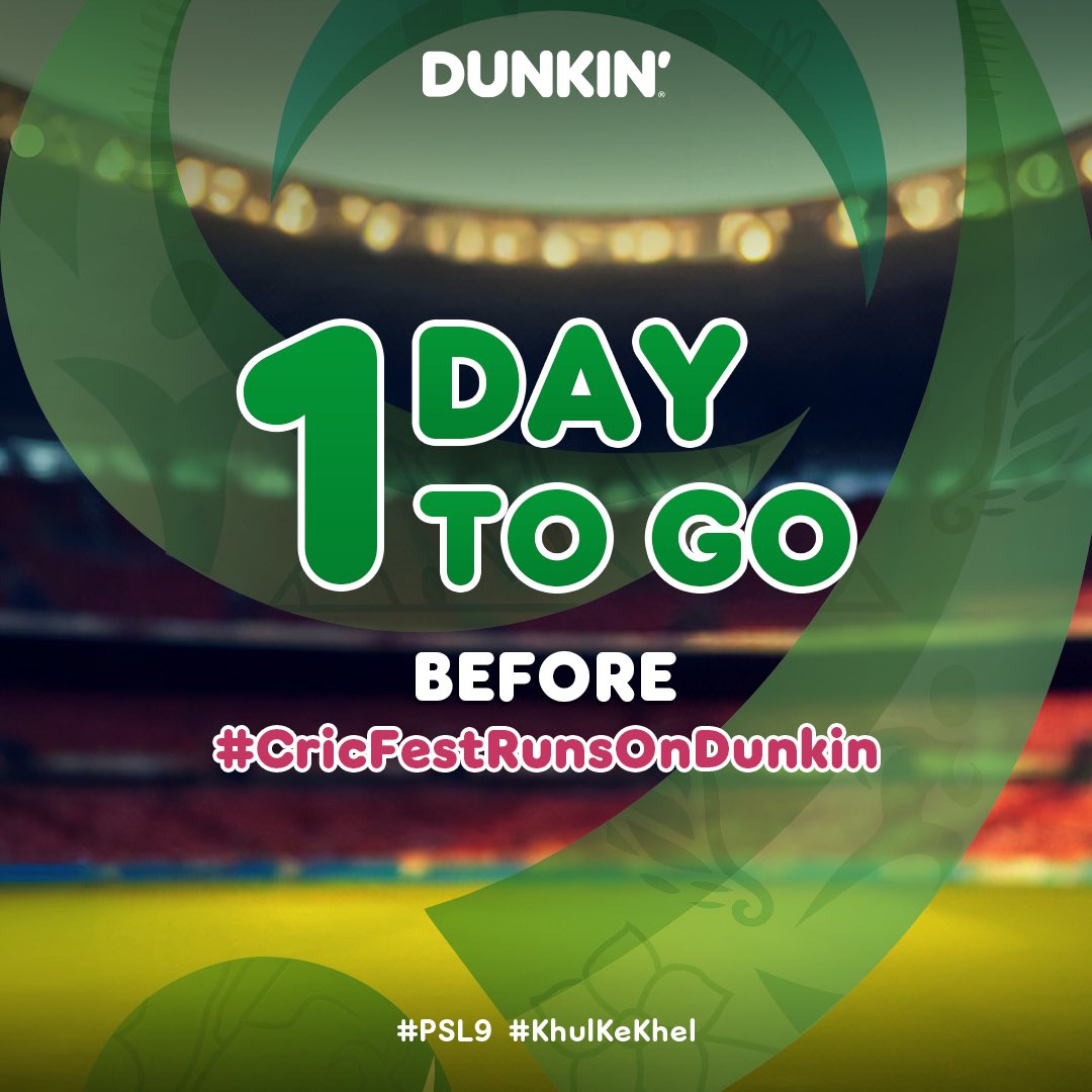 Dunkin_PK's tweet photo. The biggest cricket festival in Pakistan is just around the corner, and we can hardly wait for epic encounters to take place. Get ready to taste the thrill of cricket with Dunkin'!

#Dunkin #DunkinKarachi #PSL #PakistanSuperLeague https://t.co/93jwDiniKi