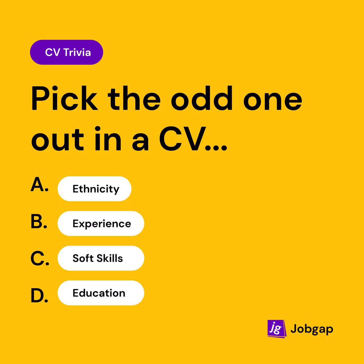 Jobgap_xyz's tweet image. Can you answer correctly? 

#Trivia #Resume #jobgap