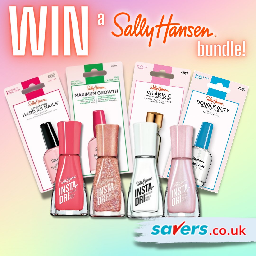 It's competition time!🥳
We're giving you a chance to #WIN this amazing Sally Hansen nail bundle!💅

To enter simply RT & FOLLOW @SaversHB 

UK only. Ends 20/02/24. T&C’s apply. – bit.ly/2YOF42g

#ukcompetition #giveaway #giveawayuk #ukcomp