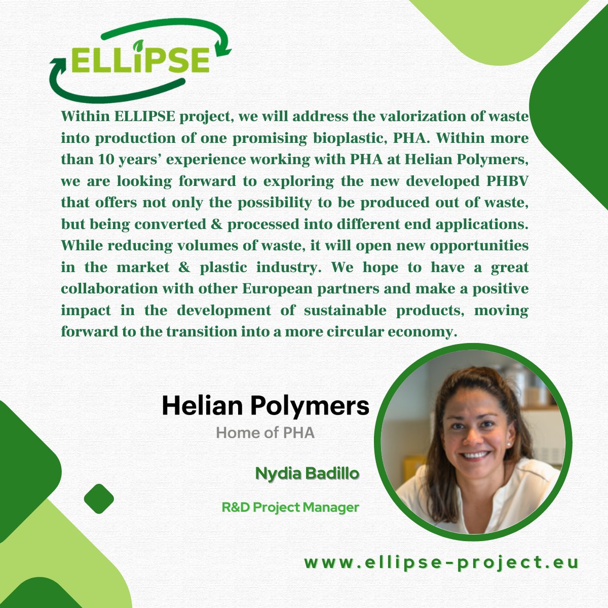 ELLIPSE_Project's tweet photo. 7๏ธโฃ th project representative featured in #WhatELLIPSEmeanstome is #ELLIPSE's R&D Project Manager: ๐๐๐ญ๐ฒ๐ช ๐๐ช๐ญ๐ฒ๐ต๐ต๐ธ from Helian Polymers BV๐
#WhatELLIPSEmeanstome ๐
It's #ELLIPSEFriday ๐ท
#circulareconomy #bioeconomy #biowaste #CBEresearch https://t.co/QF8CF7IAtE