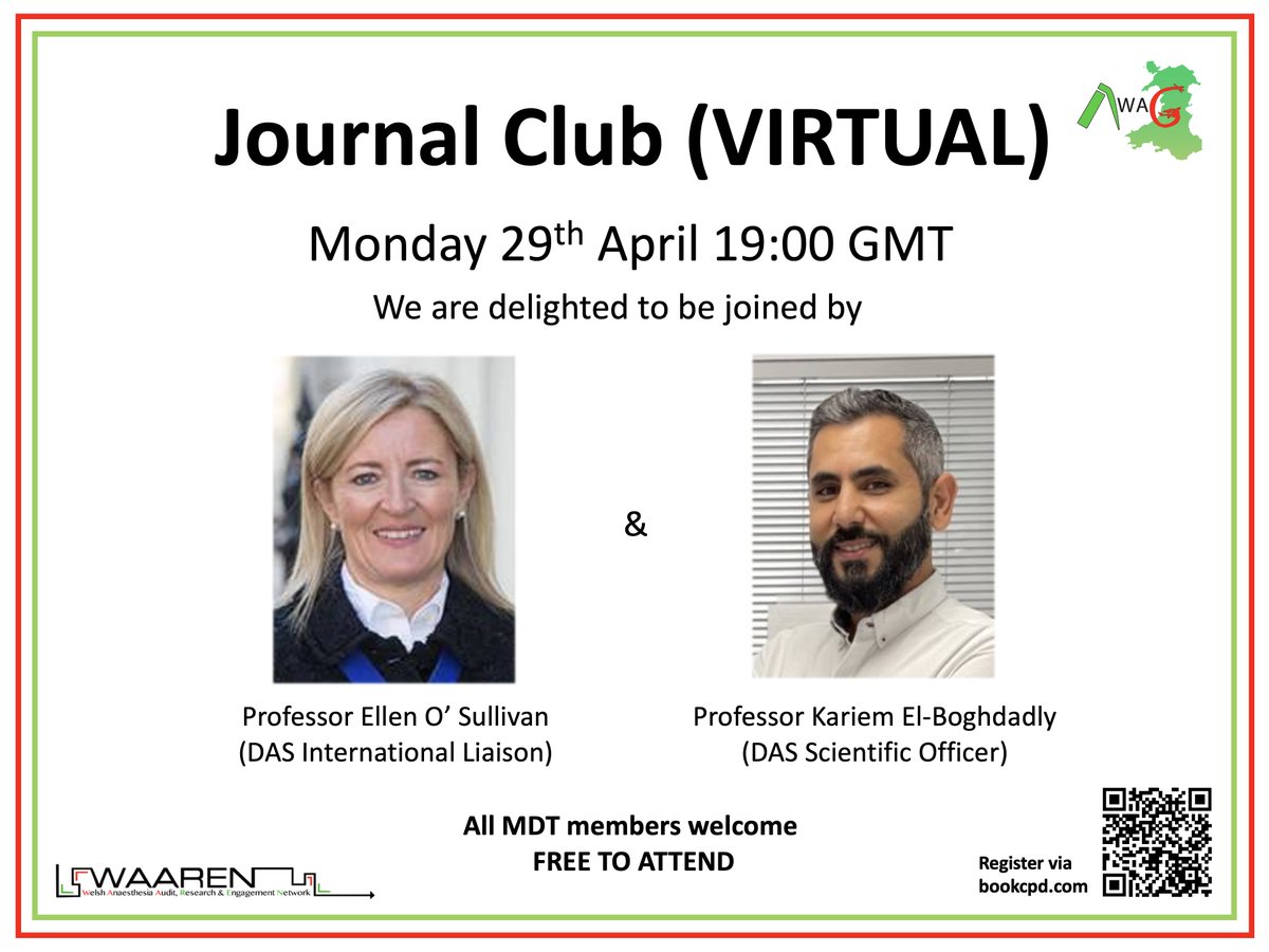 Helen Iliff (@iliff_helen) on Twitter photo <a href="/airwaywales/">AWAG</a> /<a href="/WAARENgroup/">WAAREN</a> online journal club on the 29th April <a href="/elboghdadly/">Kariem</a> and <a href="/ProfEllenO/">Ellen O’Sullivan @ProEllenO.bsky.social</a> from <a href="/dasairway/">Difficult Airway Society (DAS)</a> joining to talk about various papers related to airway management 😁
FREE to attend. All MDT members welcome!!
Register 👉bookcpd.com/course/all-wal… <a href="/airwaywales/">AWAG</a> /<a href="/WAARENgroup/">WAAREN</a> online journal club on the 29th April <a href="/elboghdadly/">Kariem</a> and <a href="/ProfEllenO/">Ellen O’Sullivan @ProEllenO.bsky.social</a> from <a href="/dasairway/">Difficult Airway Society (DAS)</a> joining to talk about various papers related to airway management 😁
FREE to attend. All MDT members welcome!!
Register 👉bookcpd.com/course/all-wal…