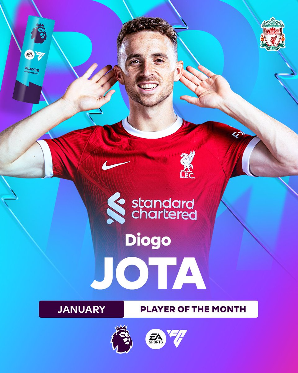 His name is Diogo 🎶 Introducing your @EASPORTSFC Player of the Month for January... Diogo Jota! #PLAwards | @LFC