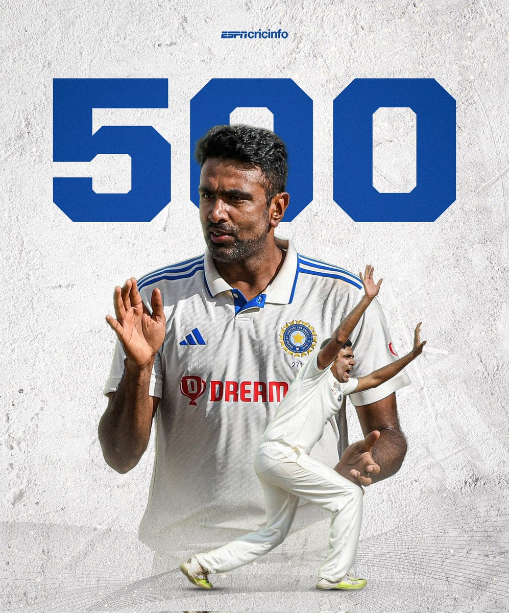 Congrats @ashwinravi99 anna on this greatest achievement in test cricket... 2nd Indian & 9th International player to enter the list #AshAnna is G.O.A.T #Ashwin500 #RavichandranAshwin
