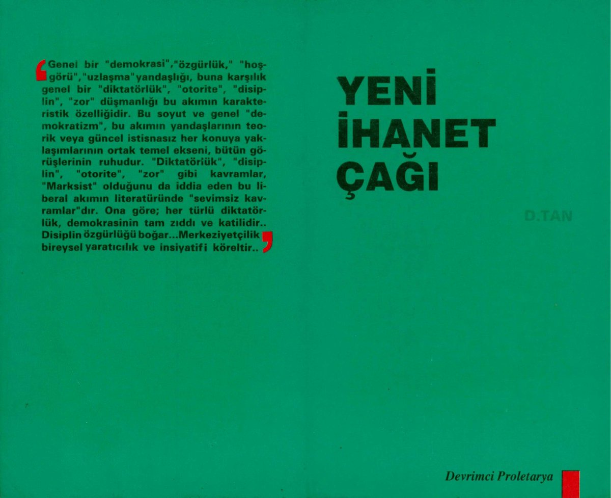 DHKutuphanesi's tweet photo. D. Tan - Yeni İhanet Çağı

Devrimci Proletarya, 1. Baskı, Şubat 1991, 67 sayfa

Tıpkıçekim
PDF-CS
Boyut: 1,97 MB
https://t.co/8tljXSdBXK

#DTan #sosyalizm #liberalizm #demokratizm #tasfiyecilik #TBKP #revizyonizm #teori #ideoloji #DevrimciProletarya https://t.co/OtML7Bqxmn