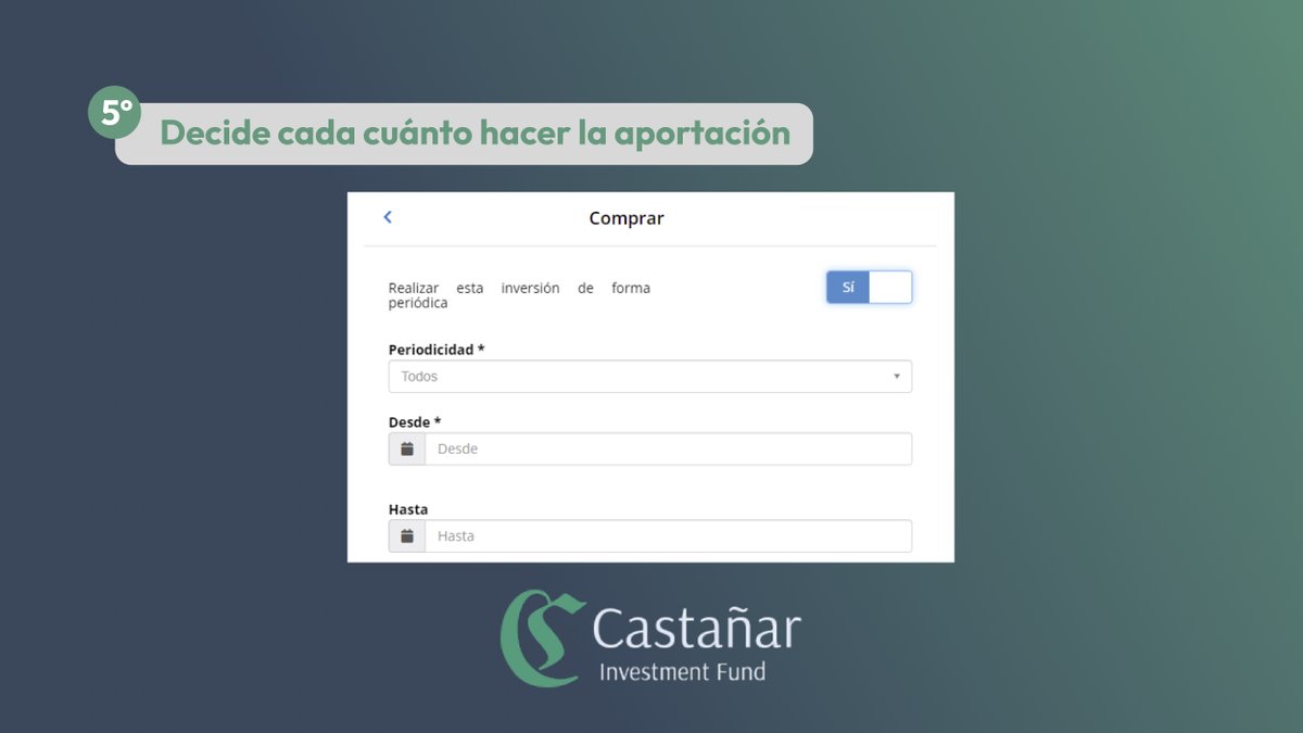 Decide cada cuánto hacer la aportación. 