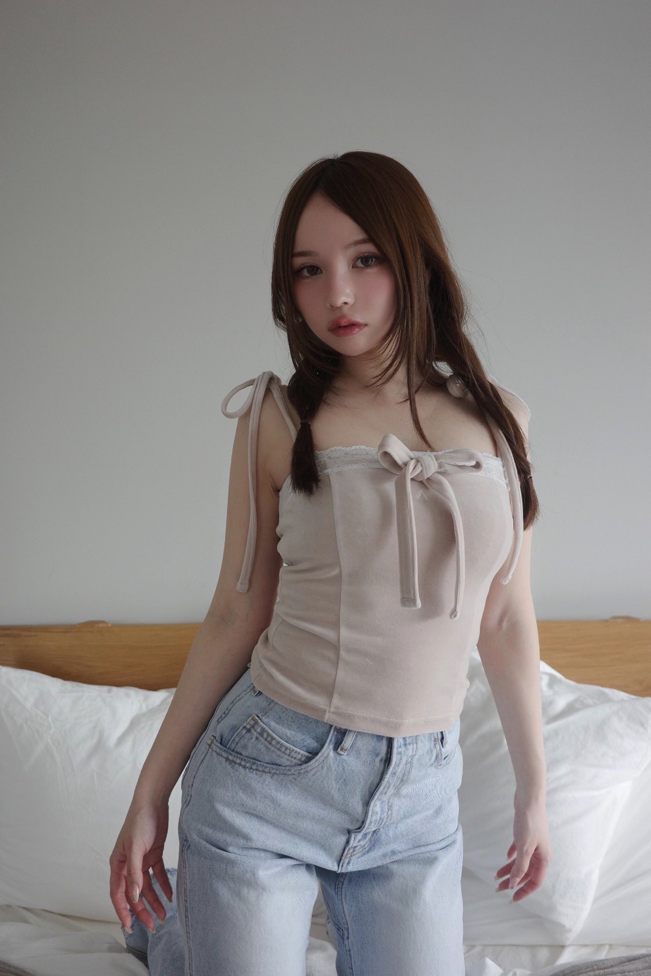 新品andmary Jemma ribbon camisole beige Jemma ribbon camisole