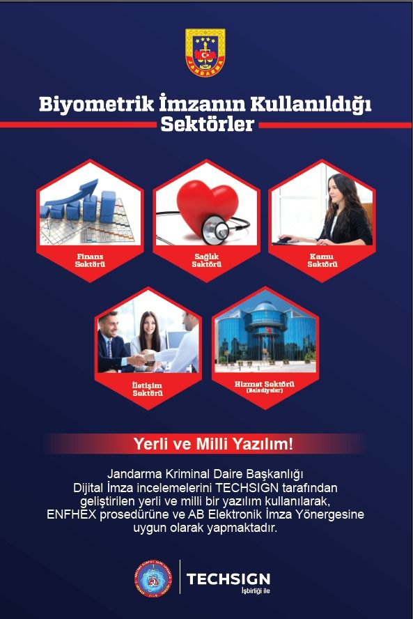 Jandarma Kriminal Daire Başkanlığı için hazırladığımız afiş çalışmasında biyometrik dijital imzanın kullanılabileceği sektörlerden örnekler verdik. #dijitalleşme #dijitalimza #biyometrikimza #adlidoğrulama