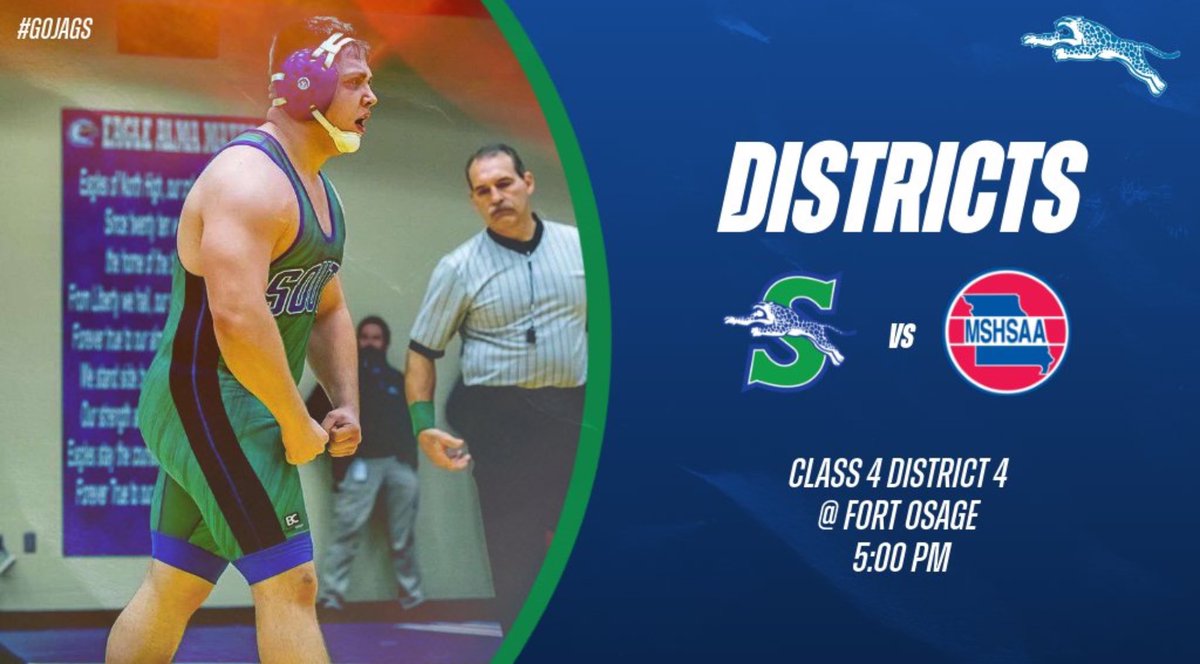 BOYS DISTRICTS 

🗓️ Today &amp; Tomorrow 
⏰ 5:00 PM &amp; 9:30 AM
🔵MSHSAA Class 2 District 4🟢
🏫 Fort Osage High School

Go Jags!