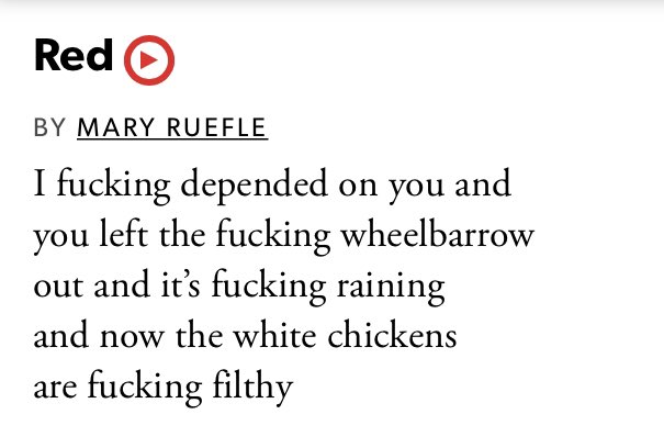 William Carlos Williams and Mary Ruefle in a wheelbarrow dance off