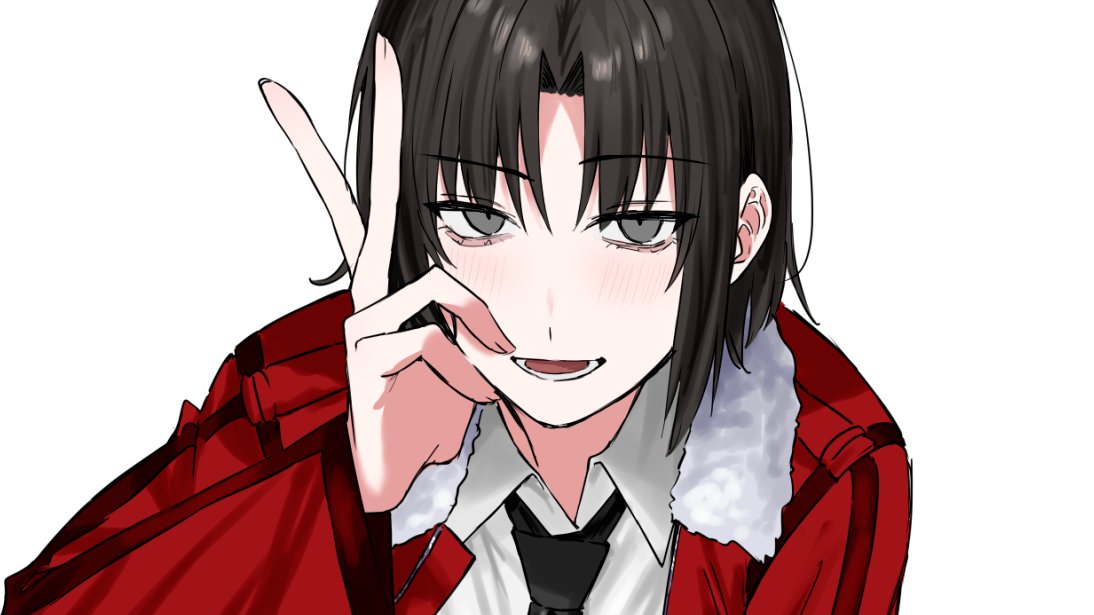ryougi shiki 1girl solo red jacket jacket necktie short hair white background  illustration images