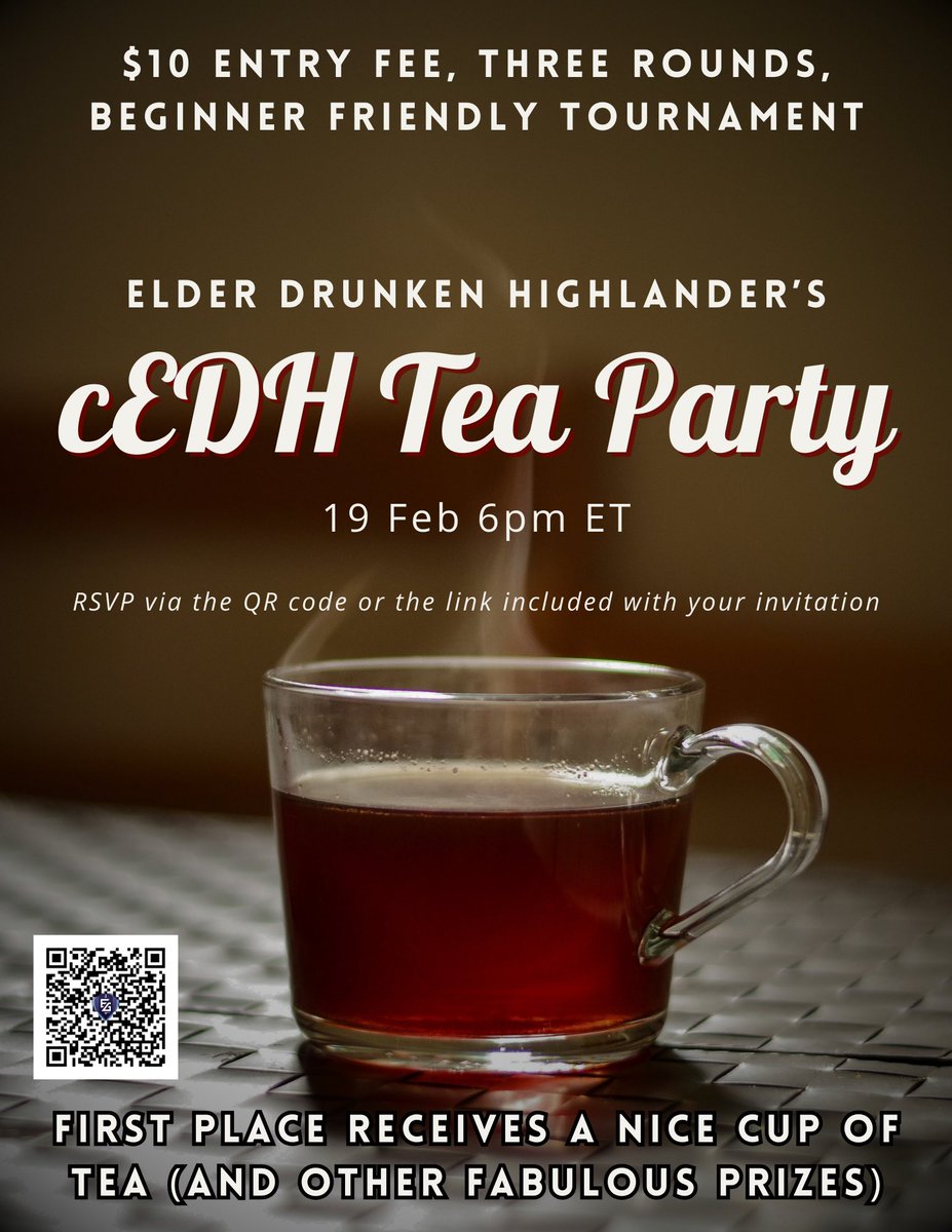 DrunkenElder's tweet photo. Super excited to be giving these cards away to our tournament winners on Monday. Prizing also includes a proxy pack from @ATMLLC_Official, a custom discord role called The Queen👸☕️🐕, and a bag of our favorite tea! 

Sign ups are in the post below 👇 https://t.co/kRIUfRMmOm