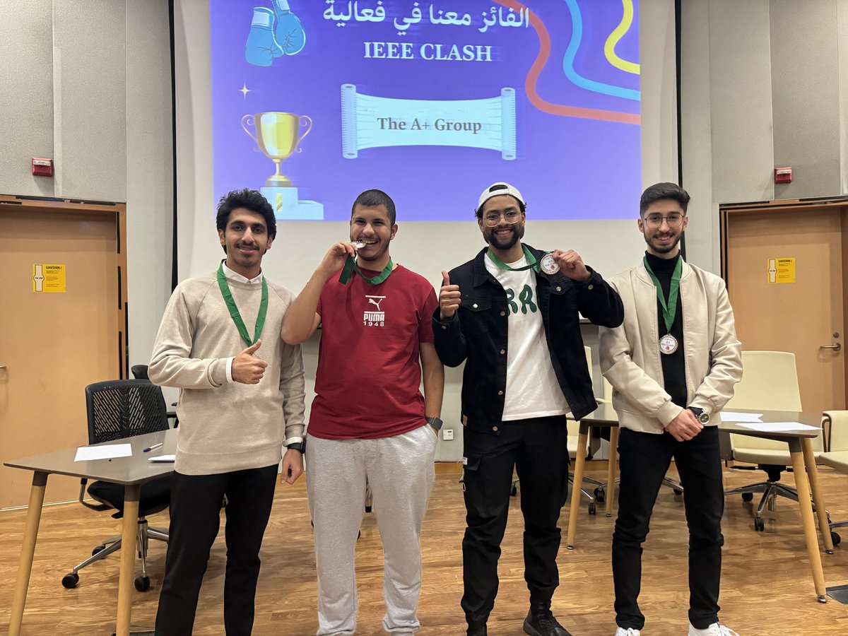 KFUIEEE's tweet photo. نود أن نبارك للفِرق الفائزة، ونشكر كل المشاركين و المساهمين في إنجاح هذا الحدث 💜.
#IEEECLASH https://t.co/NxelSAgnlU
