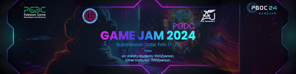 PGDC_23's tweet photo. 🎮🚀 Calling all aspiring game developers! 🌟 Registration for the PGDC Game Jam is now open! Don't miss the chance. Open to all universities across Pakistan. Register now from Feb 17th to 25th and let the games begin! 🕹️✨ #PGDCGameJam #GameDev #RegisterNow #PGDC24 https://t.co/8frhiYB526
