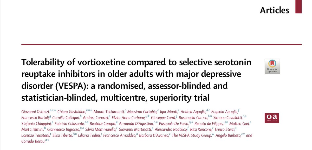 gianmarco_i's tweet photo. Very happy to see the results of years of work finally published on @eClinicalMed by @TheLancet!

Insights on #vortioxetine compared to #SSRIs in older adults with major #depression fro a randomised, double-blinded, multicentre superiority trial https://t.co/FkZxaeA5Se
