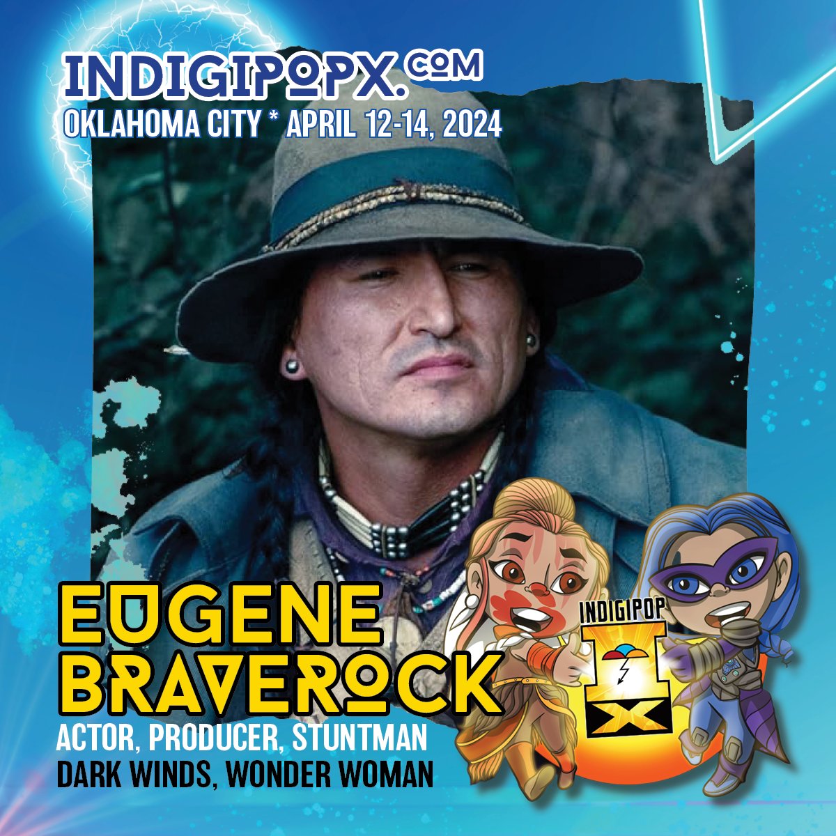 IndigenousCon's tweet image. OK #INDIGINERDS! Guest announcement No. 4 for #IndigipopX2024 is EUGENE BRAVEROCK! See Gene on his panel &amp;amp; meet + greet SAT. April 13! VIP passes = up-front seating!
📍 @FAMokMuseum
📅April 12-14, 2024
🎟️indigipopx.com (Tix + info)

 #AttentionIndiginerds #OKC #IPXatFAM