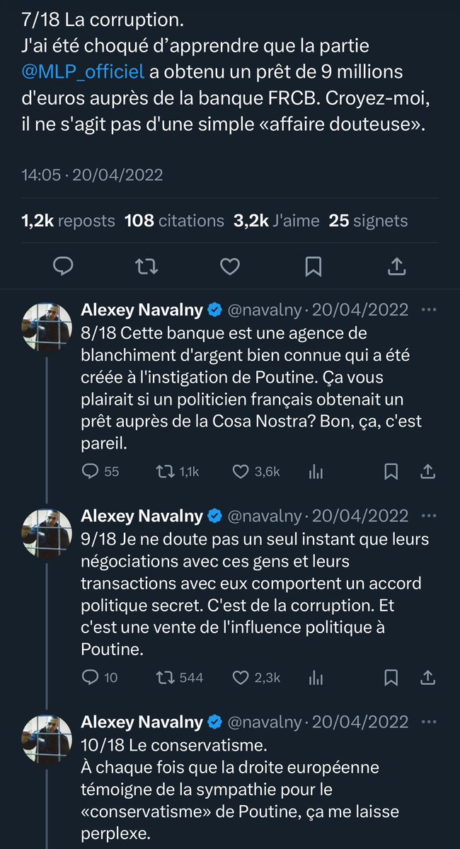 LaurentSegnis's tweet photo. @MLP_officiel Marine le Pen et la corruption. 
Alexeï Navalny en parlait le 30 mars 2020 ⤵️ https://t.co/7HrYtcMXdP