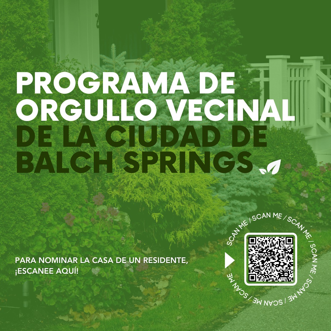 The City of Balch Springs is seeking nominations for its Neighborhood Pride program. This program recognizes homeowners or renters who take pride in the appearance of their homes and community.

To nominate a resident, please visit &gt;&gt; form.jotform.com/230663834397061

#BalchSpringsTx