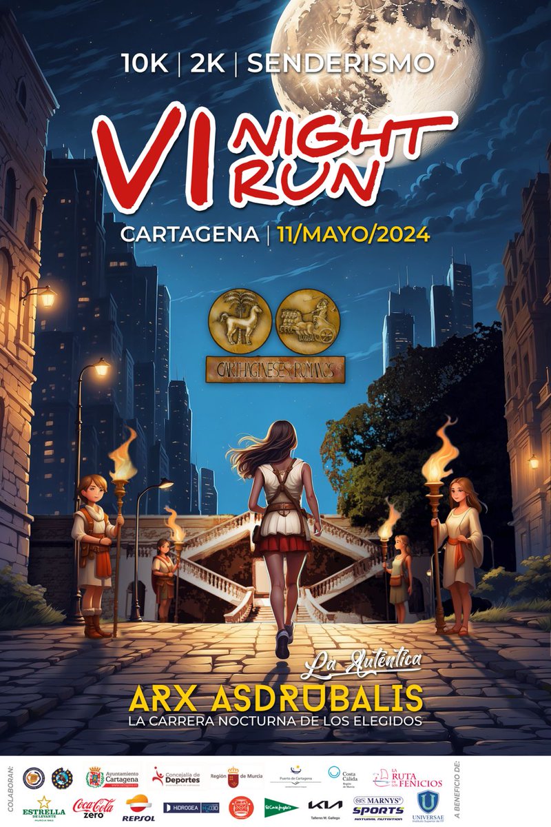 NovaCarthago's tweet photo. 🆕 ¡Este próximo 11 de mayo llega la VI Night Run - Arx Asdrubalis, la carrera nocturna de los elegidos! 🔥🏃‍♀️🏃

👉 Modalidad 10km
👉 Modalidad 2km
👉 Modalidad Senderismo 

¿Preparado para correr por las calles de nuestra querida #Cartagena? 🇩🇰

@CyR_Cartagena @SenadoRomano https://t.co/8j9viwbvQs