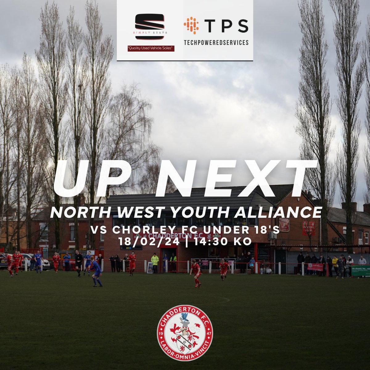 On Sunday we welcome @chorleyfc Under 18's the Falcon Fire. 👋 📅 | 18/02/24 ⏰ | 14:30 Kick-off 🏟️ | Falcon Fire Stadium 🎟️ | FREE entry #UpTheChad🔴⚪