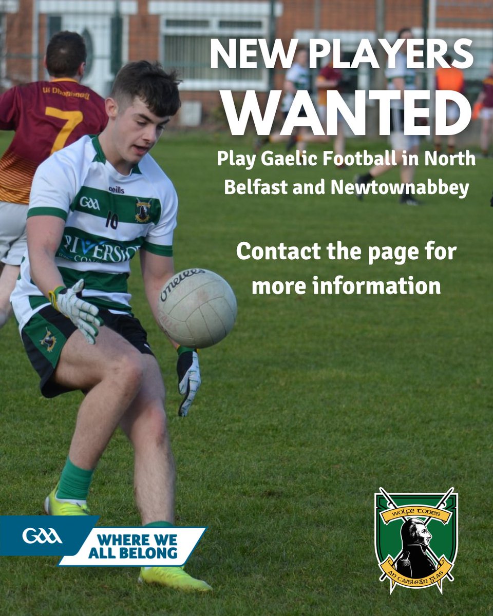 NEW PLAYERS WANTED: If you're interested in playing Gaelic Football contact us now!