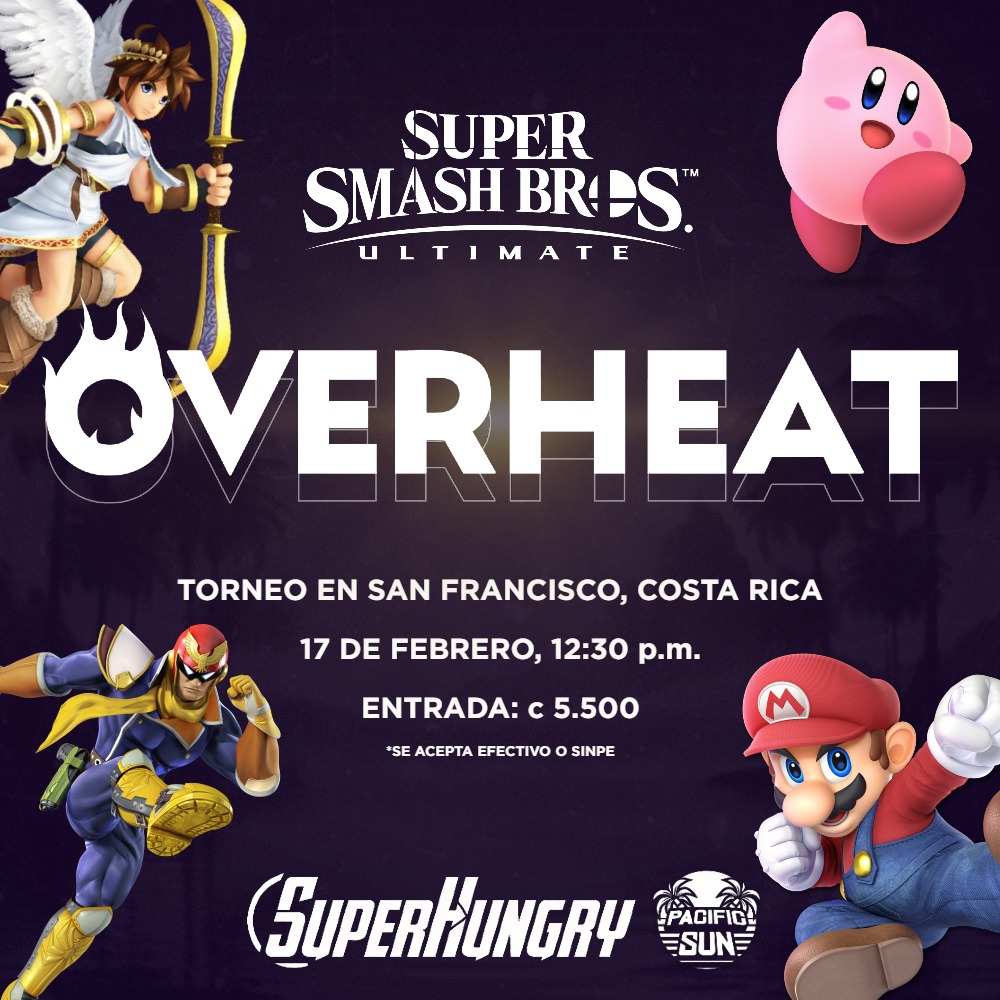 Recuerden que OVERHEAT ya es mañana, los esperamos para el primer torneo de este año, vamos a tener un side event como lo es un Ladder, comida y muchas horas de smashito, los veo mañana! <a href="/Smash_CostaRica/">Smash Costa Rica</a>