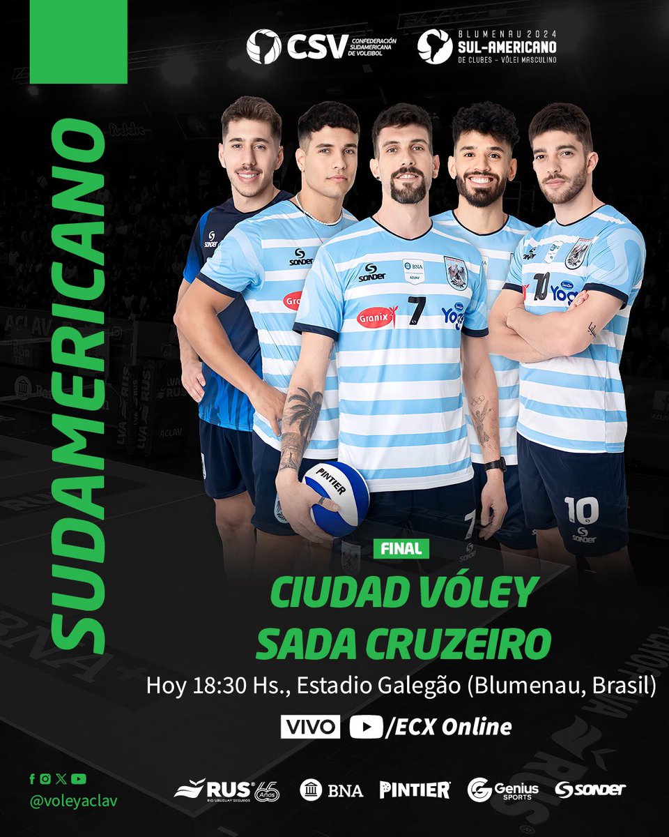 VoleyACLAV's tweet photo. #Sudamericano ¡Ciudad jugará su primera final sudamericana ante Sada Cruzeiro! 🔥🔥

👉🏻 Este viernes a las 18:30hs no te pierdas la definición del torneo continental.

🔴 En vivo en YouTube/ECXOnline y DirecTV. https://t.co/zMi3FOqNiW