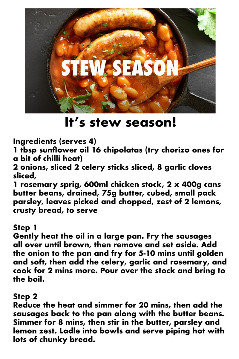 It's stew season!
Although the days are starting to get longer it's still very much a 'keep warm and cosy' time of year, so what could be nicer than a comforting, warming casserole? We've got a delicious Sausage and Bean recipe for you to try: read on