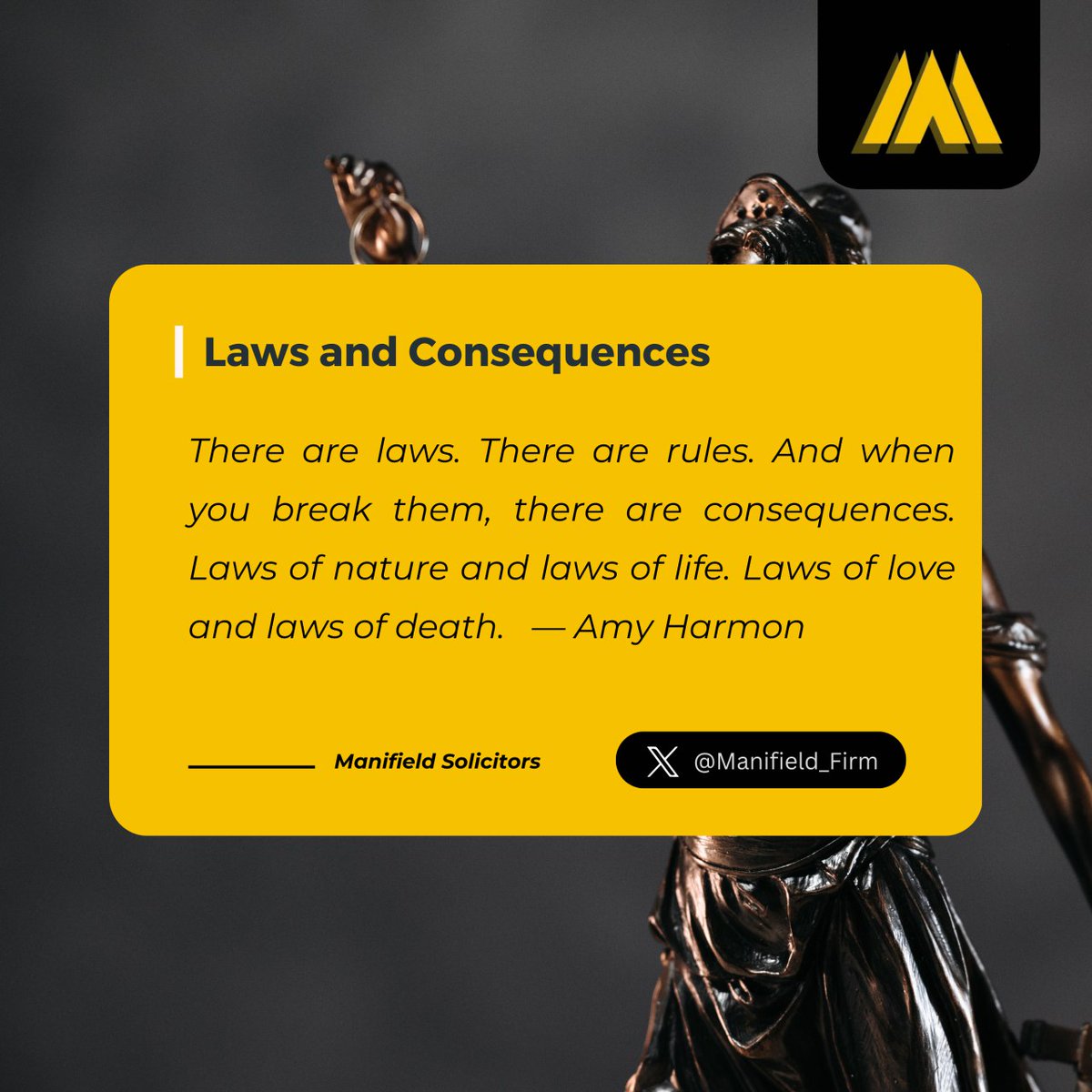 Explore the Boundaries: Laws shape our world, guiding us through the complexities of life. Join us at Manifield Solicitors as we navigate the intricate web of legalities.

#ManifieldSolicitors #LegalInsights #LawAndOrder #RulesAndConsequences #LegalWorld #ExploreTheLaw #LegalLife