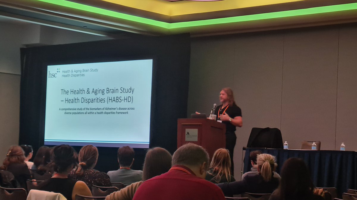 CaitlinORiordan's tweet photo. A really interesting talk from Dr. Sid O'Bryant at @INSneuro about the important work done by HABS-HD examining brain health disparities in different communities #INS2024inNYC https://t.co/YW3bZAOfdZ