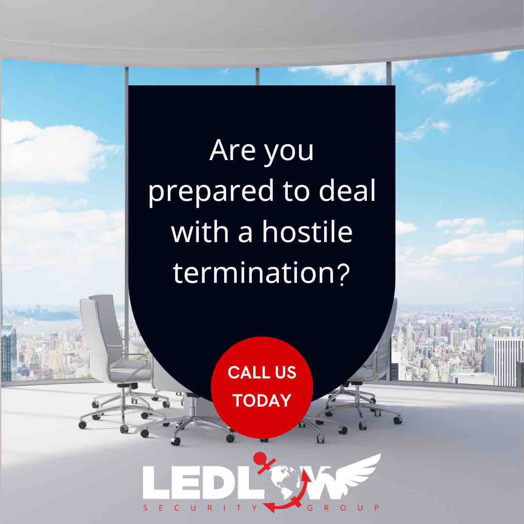 Give us a call today to make sure you are prepared if the situation ever arises. 

#ledlowsecuritygroup #security #highprofilesecurity #ceo #officesecurity #hostiletermination #workplaceviolence #violenceintheworkplace #westcoast #eastcoast