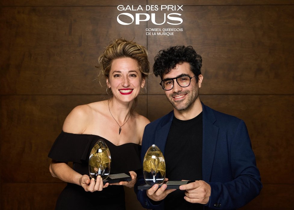 PartageESPOIR's tweet photo. Bravo à Stick &amp; Bow, composé de Krystina Marcoux et Juan Sebastian Delgado, ancien professeur de violoncelle à Partageons l'Espoir, pour avoir remporté deux Prix OPUS lors de la 27e édition du Gala présenté par le Conseil Québécois de la Musique. Quel honeur exceptionel! https://t.co/Io9hfcwZBf