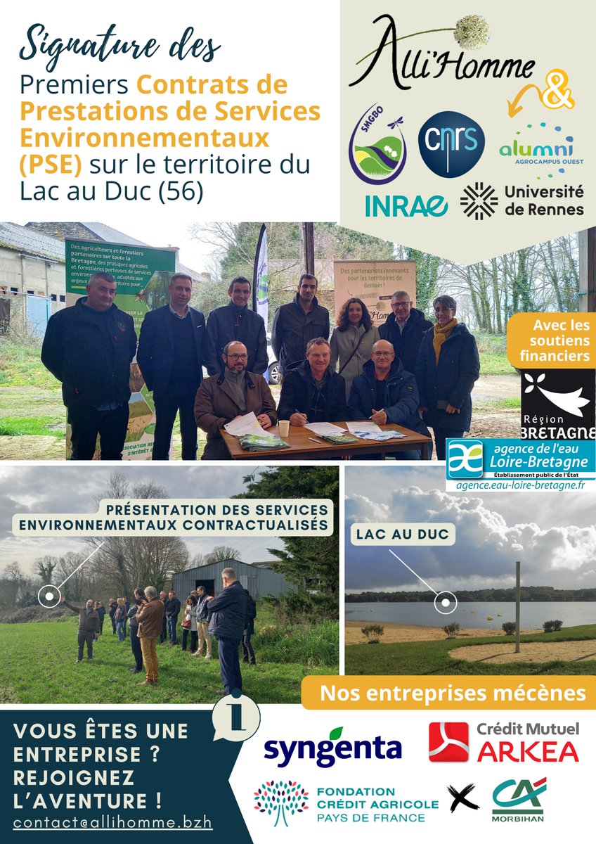 👏 Signature des premiers contrats #PSE sur le territoire du lac au Duc à <a href="/PloermelBzh/">Ploërmel</a> 🚣‍♀️
Merci aux premières entreprises mécènes <a href="/SyngentaFrance/">SyngentaFrance</a> <a href="/cmarkea/">Crédit Mutuel Arkéa</a> <a href="/Credit_Agricole/">Groupe Crédit Agricole</a> pour leurs dons ! 
Ensemble, contribuons à co-construire des projets de territoire porteurs de sens ! 💡