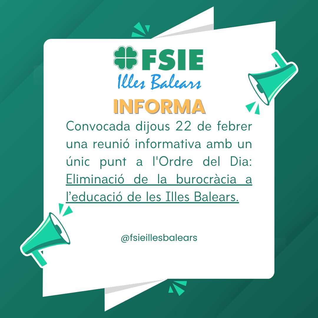 fsieib's tweet photo. #fsieinforma #fsie #fsieillesbalears #fsieib #concertada #educacioprivada #educacioinfantil https://t.co/sk6EUsxhsH
