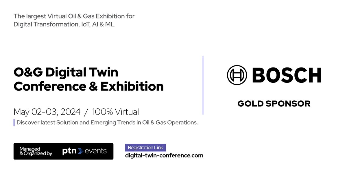🚀 Excited to share that I’ll be presenting at the upcoming Oil &amp; Gas Digital Twin Conference!

📅 Date: May 2-3 2024

🎙️ I’m thrilled to dive deep into Bosch Integrated Asset Performance Manger solution my session.

🔗 Register now: digital-twin-conference.com
