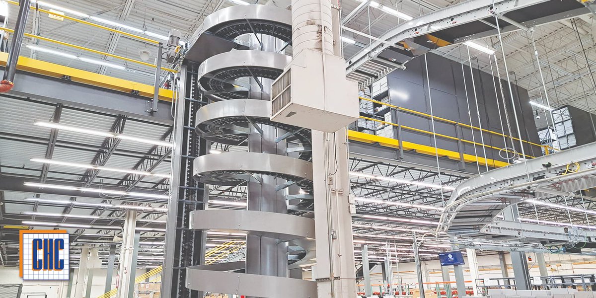 📸 #picoftheday Automated material handling system: spiral conveyor between receiving and putaway hubs.li/Q02hpVCj0 #conveyorhandling #materialhandlingsolutions #materialhandling #systemsintegrator #orderfulfillment #solutionsthatwork #implementation #automation