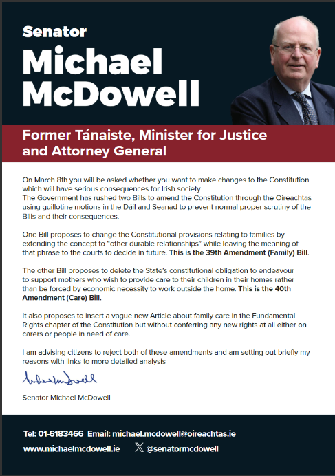SenatorMcDowell's tweet photo. I have published an eight page information leaflet on the forthcoming referendums. Read at the following link: https://t.co/9WEmbr0jH6 #VoteNoNo https://t.co/ilrGEu3UH5