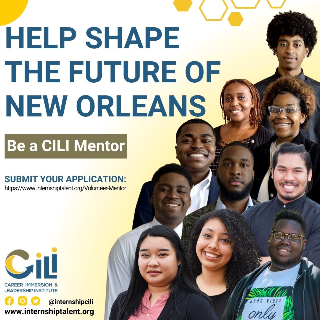 InternshipCili's tweet photo. Are you a motivated professional in New Orleans eager to create a significant difference? Seize the opportunity to join us and contribute! Apply now to become a Mentor or Volunteer by clicking here: https://t.co/FTI27cjCBK https://t.co/UydcQo3qLL