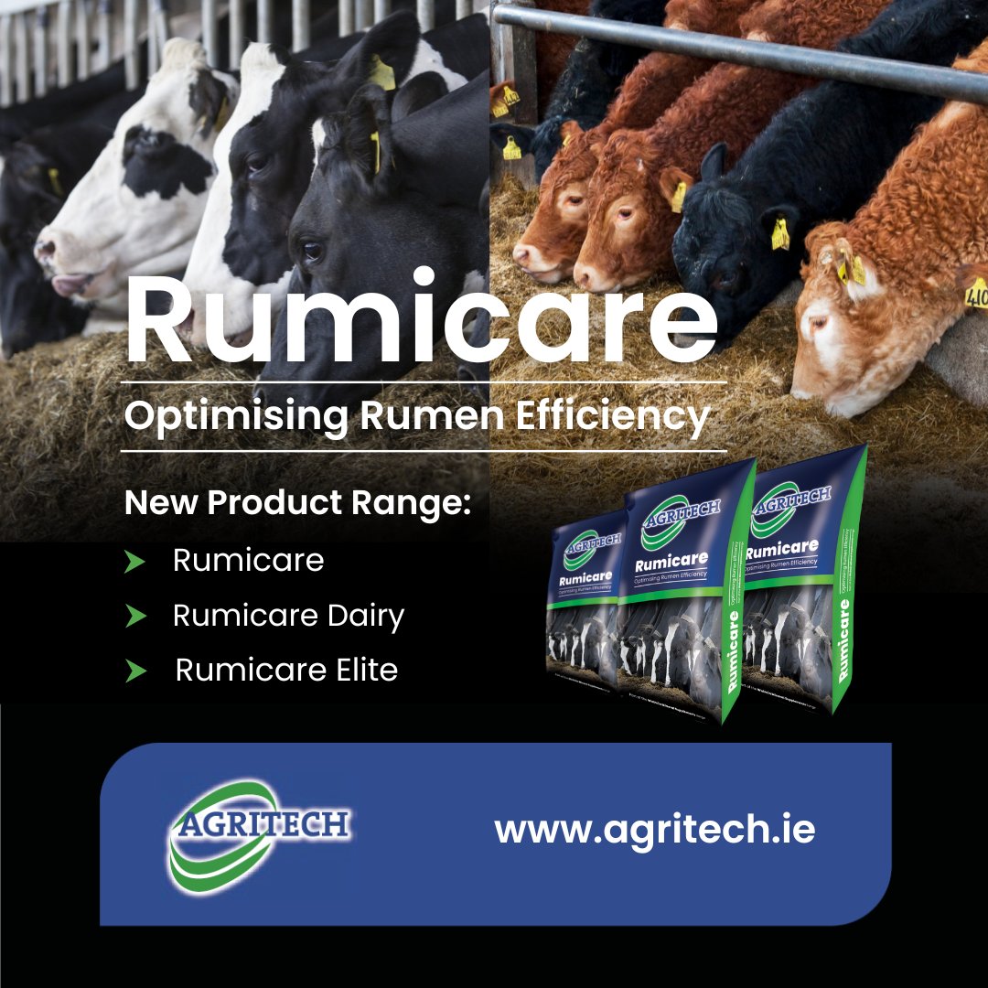 AgritechIreland's tweet image. Rumicare helps to optimise rumen efficiency by counteracting intestinal acidity and promoting adequate rumen protozoa.🐄💪

Visit our website to learn more ➡️ bit.ly/3uiueXp  or contact your local Sales Advisor to place an order🤳

#RumenHealth #TeamDairy #TeamBeef