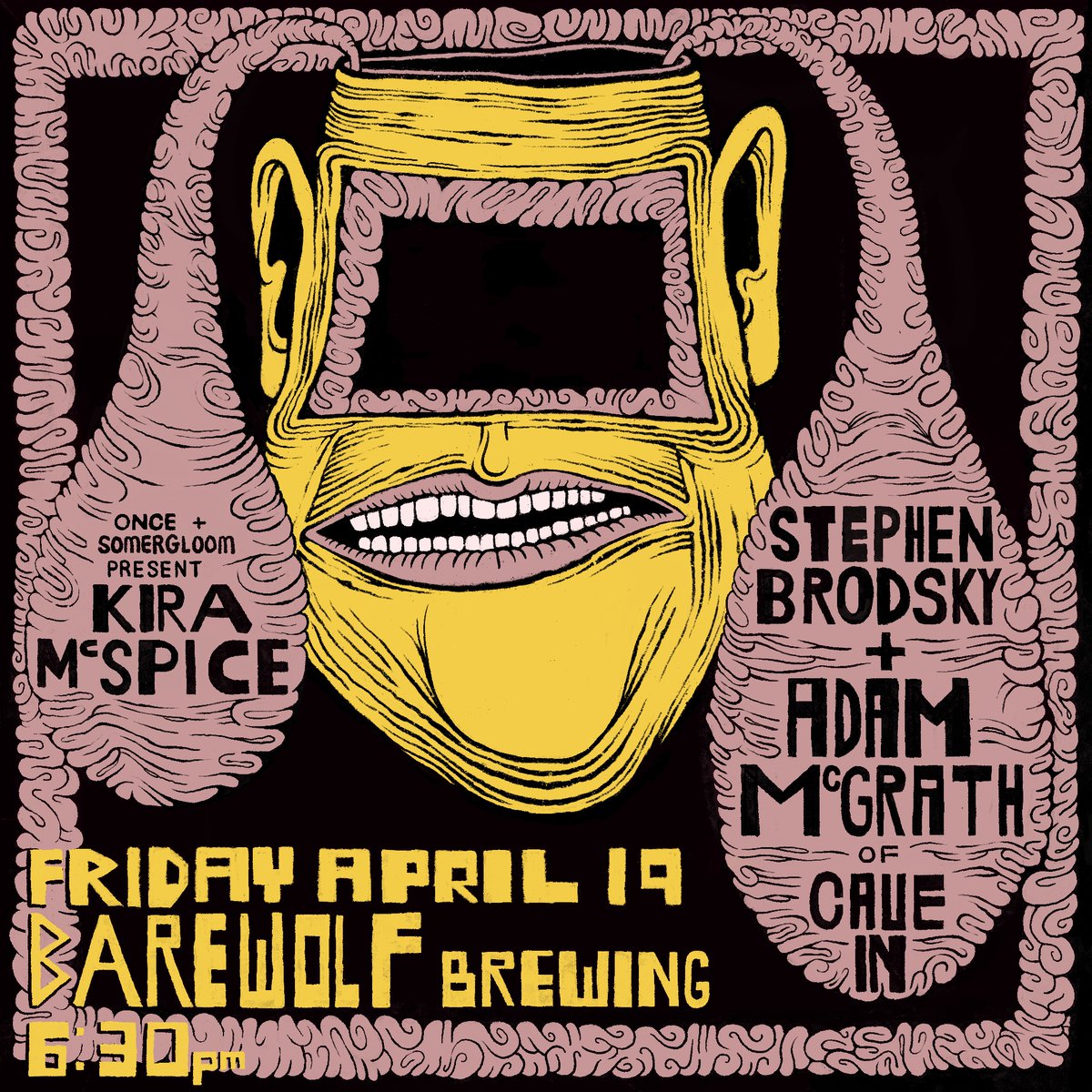 New show! 4/19 Stephen Brodsky and Adam McGrath of Cave In with Kira McSpice at BareWolf Brewing Tickets are on sale..... now! link.dice.fm/Qeacc58ae2f9 Art by Marissa Paternoster 🖤🖤🖤 #CaveIn #StephenBrodsky #AdamMcGrath #KiraMcSpice #BareWolfBrewing #Boston #brewery