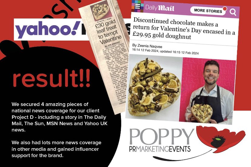 Well, we just LOVED Valentine's Day this year!! What a result!

We got some really juicy national coverage for doughnut 'dons' Project D for the limited-edition launch of their most decadent doughnut yet! 

Introducing the power of good PR!!