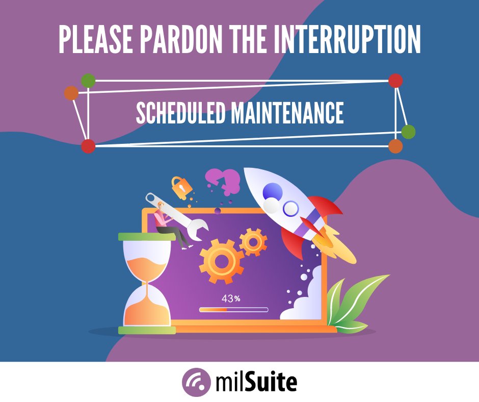 We will be conducting a milBook upgrade on Saturday the 17th from 0800-1400 ET.

milBook will be unavailable during this maintenance period. We thank you for your continued patience and understanding as we work to make milSuite better for you!
#milSuite #community #upgrades