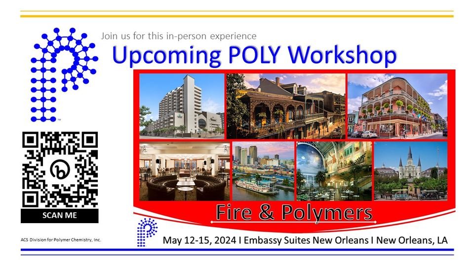 POLY_ACS's tweet photo. Fire and Polymers 2024 - Preliminary Program Now Available
Poster Submission Deadline is April 5, 2024
https://t.co/nehaQoFaE4
#POLYworkshop #FireandPolymers24 https://t.co/Nlfcyj0bjp