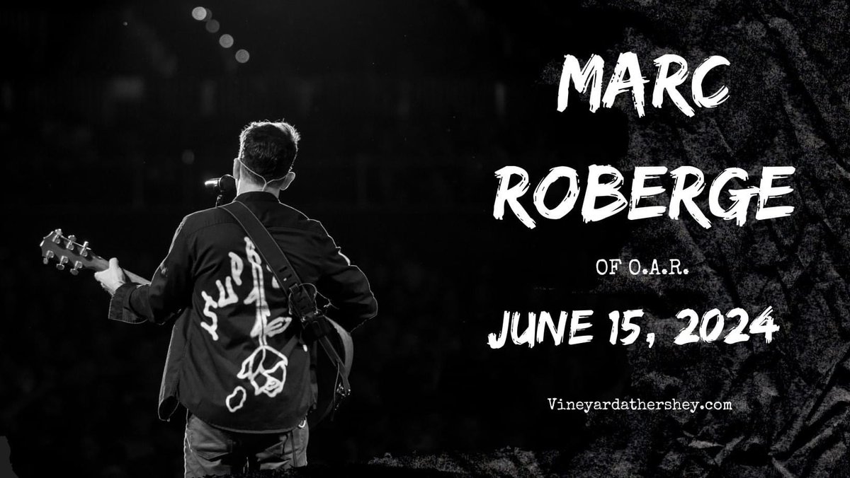 Cheers everyone!🍷 Marc is returning to @VineyardHershey on June 15th for an evening of songs + stories under the stars.✨ @marcroberge Tickets go on sale TODAY @ 10am ET. Visit LiveOAR.com🥂