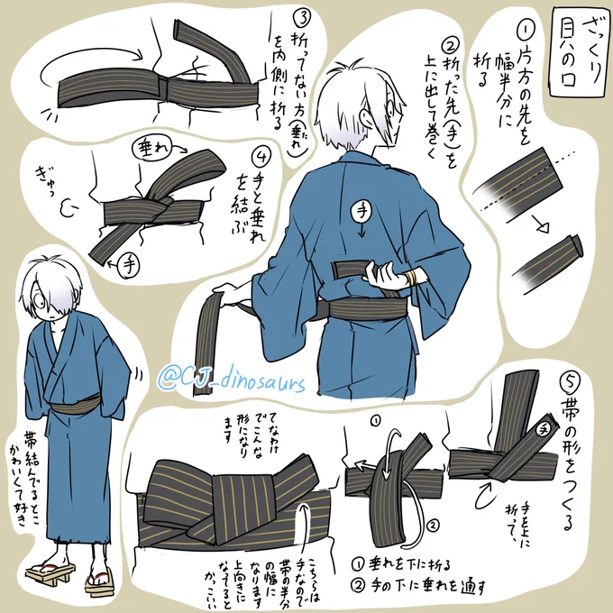 父の帯の形よくわからん人向け。 実際に結びたい人はちゃんとした解説見てもらった方が良いです。

致命的に作画ミスってたんで上げ直し。 