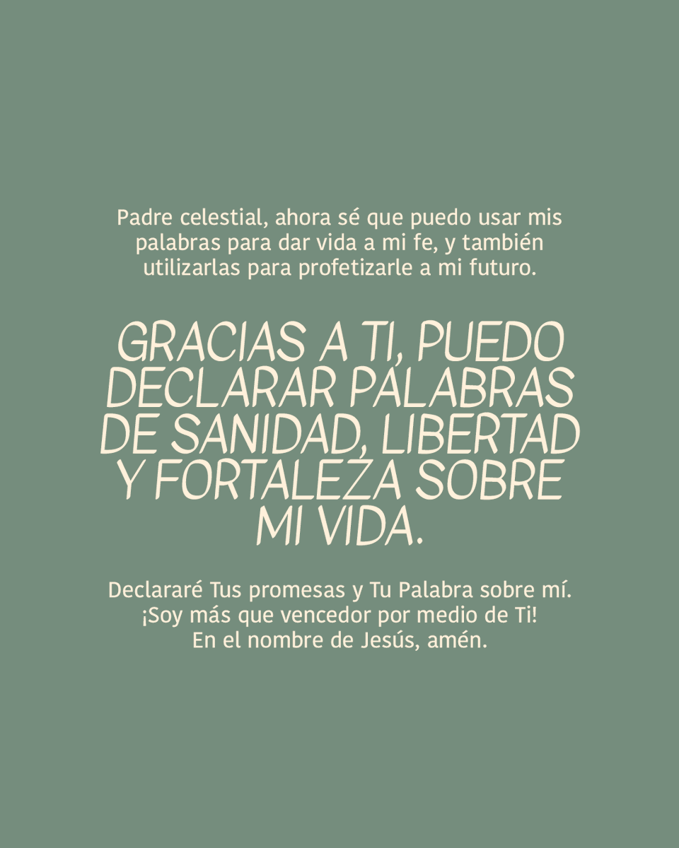 En la Biblia aprendemos que nuestras palabras tienen poder para moldear nuestra vida, y por ende nuestro destino. Ahora como hijos de Dios, podemos declarar palabra de sanidad y fortaleza, para seguir caminado hacia la meta. ¡Dios siempre estará contigo!
.
.
#iglesialakewood