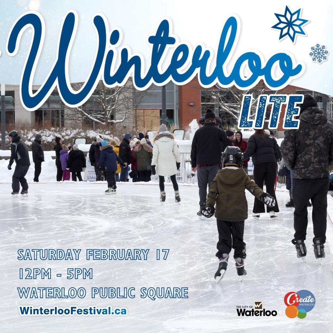 Saturday, February 17th is Winterloo Lite ❄️ Join us tomorrow in the Waterloo Public Square from 12-5PM for winter-themed activities and fun!☃️

Due to weather, Winterloo was rescheduled from Sat, Jan. 27 and has become Winterloo Lite.

Find out more at winterloofestival.ca ❄️