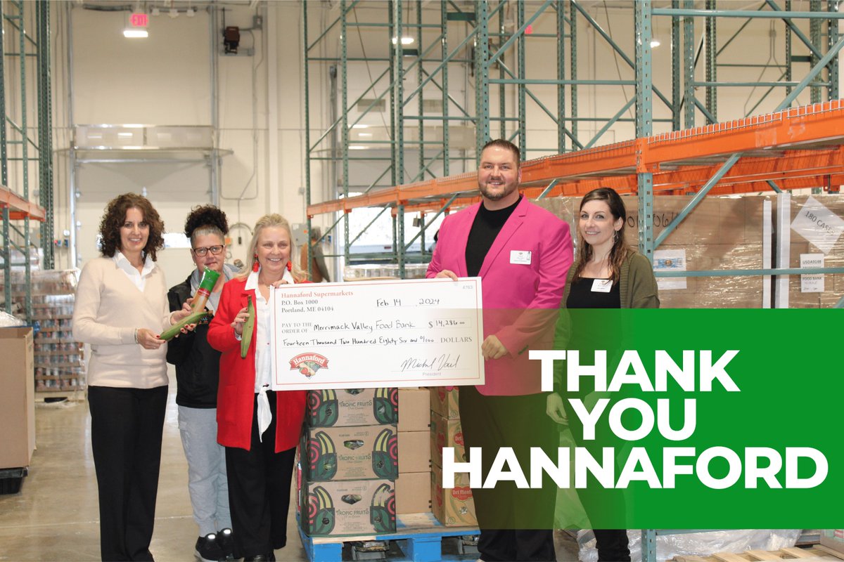 Hannaford Supermarkets shared the love by making a generous donation to the MVFB. Their donations of both funding and food donations over the years have provided so many families with nutritious food. Thank you, Hannaford!