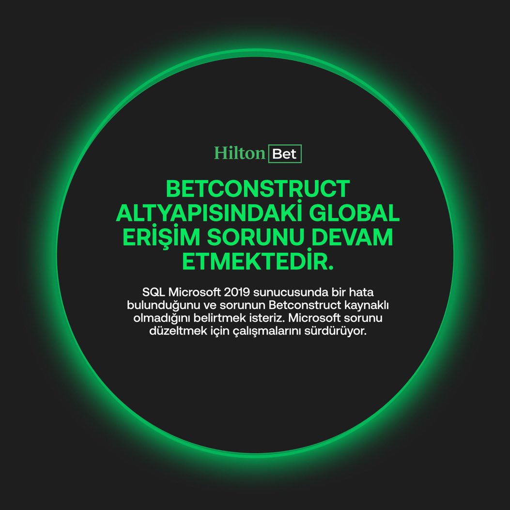 jiltonosur's tweet photo. 📣 BETCONSTRUCT altyapısında meydana gelen global erişim sorunu devam etmektedir.

❤️ Anlayışınız için teşekkür ederiz! https://t.co/0MdDYK8kjt